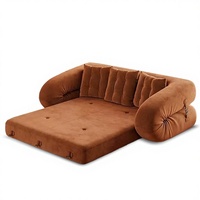 Sofá Cama Convertible Moderno Multifuncional de 3 Plazas, con Respaldo Acolchado, Brazos Cuadrados y Relleno de Esponja, para Hotel, Dormitorio o Sala de Estar