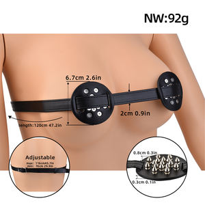 Arnés <span class=keywords><strong>de</strong></span> Sujetador BDSM con Tiras Estimulantes para Pezones y Cubrepezones con Púas Metálicas, Juguete Sexual <span class=keywords><strong>de</strong></span> Bondage para Pecho para Mujeres y Hombres - Product Image 6