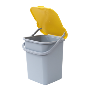 Poubelle de recyclage rectangulaire Belli E Forti 18 L en PP avec couvercle jaune à clapet et poignée poussoir pour déchets de cuisine - Product Image 1