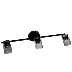 <span class=keywords><strong>Ampoule</strong></span> <span class=keywords><strong>LED</strong></span> à rail fixe à 3 lumières de style européen simple Spots en verre gris fumée avec <span class=keywords><strong>GU10</strong></span> pour la décoration intérieure - Product Image 1