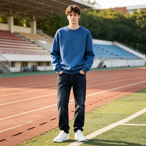 Sweat-shirt unisexe à col rond surdimensionné multicolores, en coton tricoté, couleur unie, décontracté, coupe classique, pour l'automne - Product Image 4