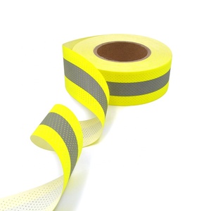 Bande de signalisation haute visibilité jaune fluo ignifuge en tissu à haute réflexion pour gilets et vestes de sécurité, type à coudre - Product Image 3