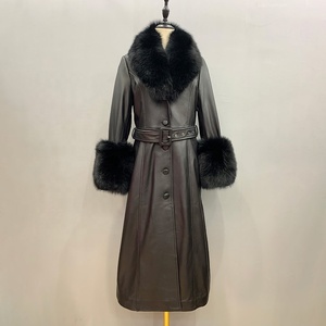 Manteau de fourrure <span class=keywords><strong>en</strong></span> cuir véritable de renard, Long manteau <span class=keywords><strong>en</strong></span> peau de mouton, véritable veste <span class=keywords><strong>en</strong></span> cuir <span class=keywords><strong>pour</strong></span> femmes, - Product Image 3