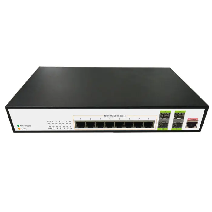 12-Port 8*2.5G 4*10G SFP+ 2.5G Switch120gbps Layer-2 Core 10G uplink Network Switches 10gb lan card