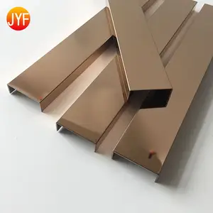 JYFA5010 Tấm Trim Cạnh Kết Thúc Gương Thép Không Gỉ Trim Strip Thép Không Gỉ U Hình Dạng Gạch Trim Đồng Quá Trình Chuyển Đổi Dải