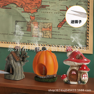 ที่ใส่เครื่องหอมรูปบ้านฟักทองเห็ด ของตกแต่งฮาโลวีน สำหรับตกแต่งภายในบ้าน ทำด้วยเรซินสังเคราะห์ ของขวัญแฮนด์เมด - Product Image 1