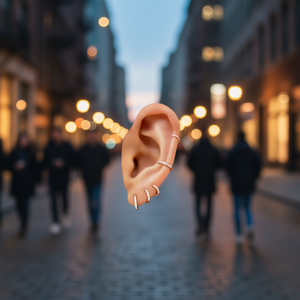 Pendientes de aro para cartílago de la oreja chapados en oro rosa con circonita cúbica, diseño geométrico para uso diario, joyería de moda unisex - Product Image 2