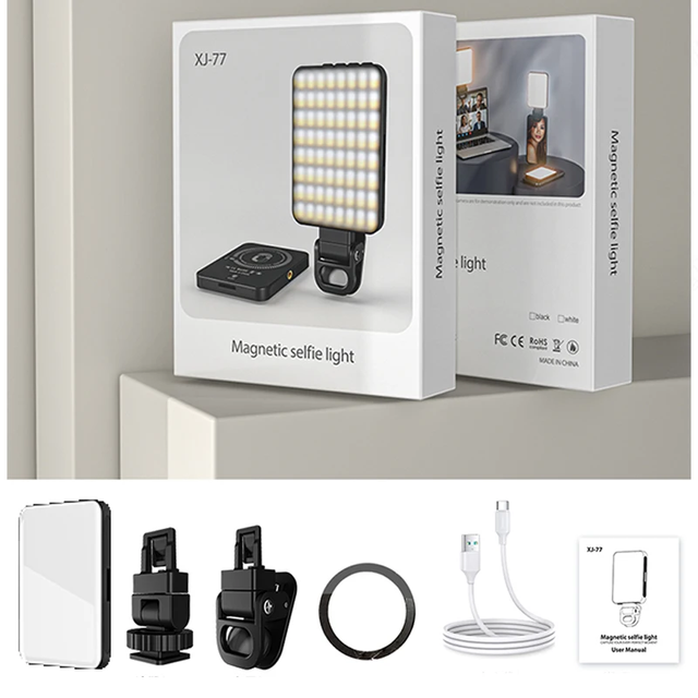 Professional LED Selfie Fill Light Three Colors Adjustable Mini Portable Magnetic Selfie Lamp for  Video and Vlog