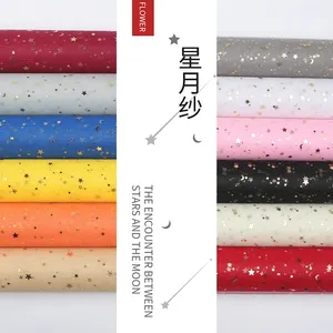 Bán Buôn Hoa Poly Lưới Cuộn Với Glitter Sao Và Trăng Polyester Deco Lưới Gói Hoa Và Quà Tặng