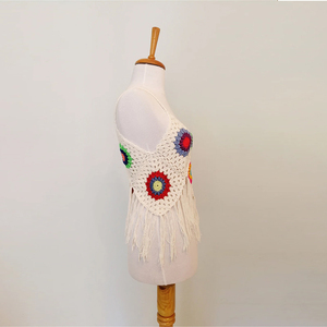 Venta al por mayor <span class=keywords><strong>de</strong></span> chalecos personalizados <span class=keywords><strong>de</strong></span> verano nuevo estilo <span class=keywords><strong>de</strong></span> ganchillo a mano sin mangas ahueca hacia fuera sexy borla mujeres chaleco suéter - Product Image 5