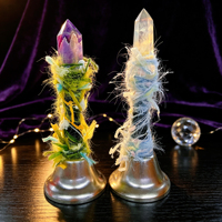 Cloche artisanale en cristal en gros avec ornements mixtes en pointe de cristal, lune et étoile pour la décoration d'Halloween