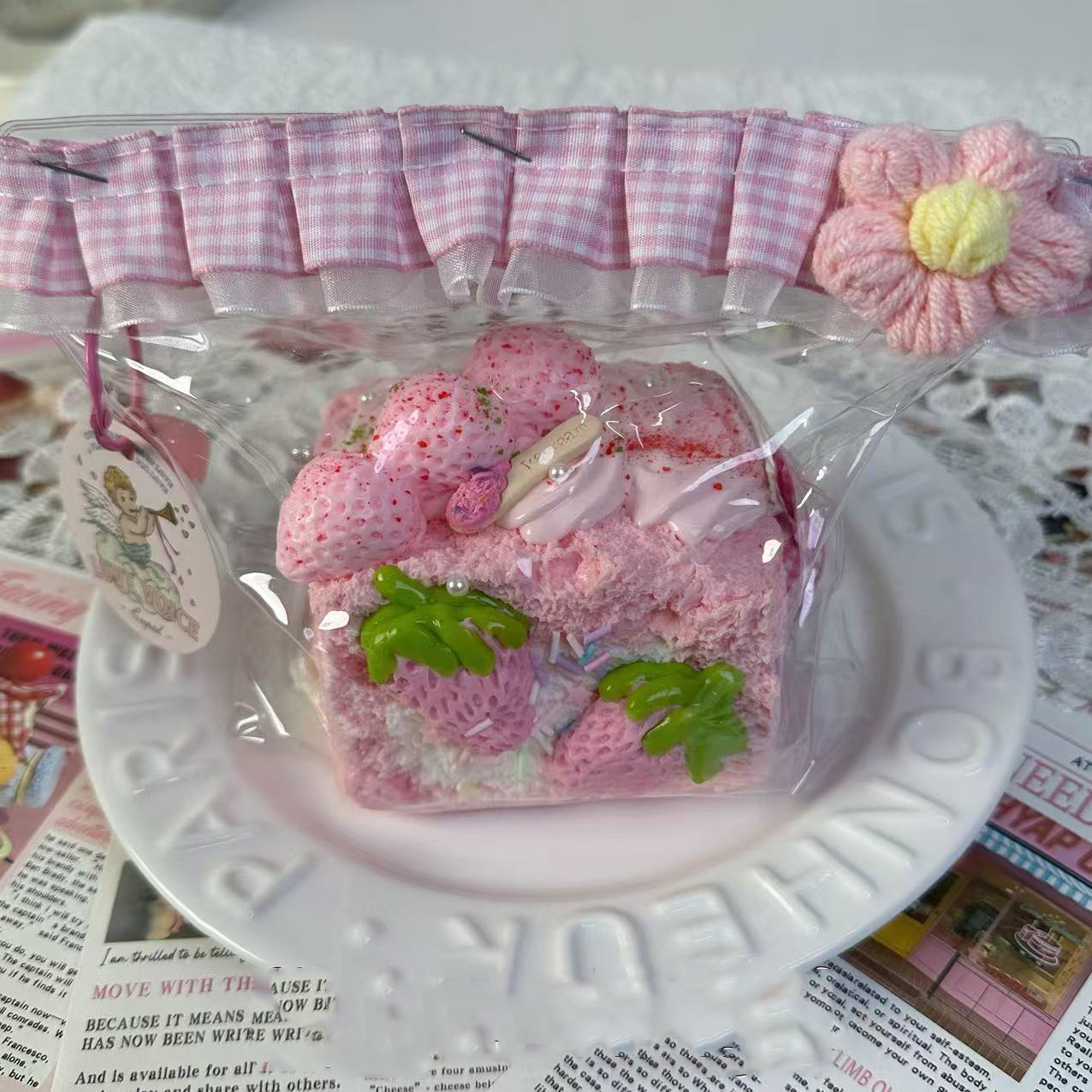 20725-Pink Strawberry Triple-Layer Toast Squishy[510g]