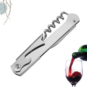 Sacacorchos plano de acero inoxidable de 11x2.8 cm con cuchillo para abrir botellas de vino y cerveza - Product Image 3