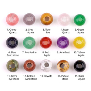 Perles rondes <span class=keywords><strong>en</strong></span> agate de jade naturel à grand trou de 8 mm, trou de 3 mm, accessoires de tissage DIY - Product Image 2