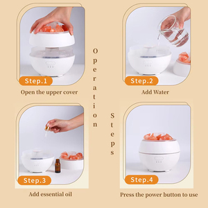 Smart Desktop Salt Stone Flame Aromatherapy Humidifier with Ambient Lighting and Automatic Essential <b>Oil</b> <b>Diffuser</b> - Product Image 5