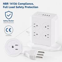 Multiprise verticale en forme de cube avec 8 prises américaines, 4 ports USB et 2 ports USB-C PD à charge rapide, protection contre les surtensions, personnalisable avec logo, vente en gros