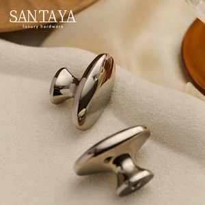 Santaya Solid PVD Nikel-gümüş Pirinç Kulplar Mutfak Dolabı Çekmeceleri Yatak Odası Gardırop Çekmece Topuzları Mobilya Kulpları - Product Image 6