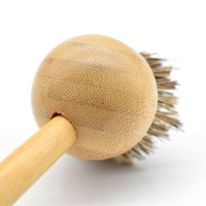 Factory Price Pot <b>Brush</b> Bamboo Wooden Vegan Sisal Bristles Kitchen Cleaning Wash Dish - Product Image 5