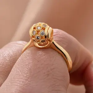 Gold Color Copper Rings For Women Men Dubai Gold Color Ring Arab Nigeria Rings Wedding Designer Flower Jewelry