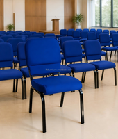 Chaise de banquet moderne rembourrée avec poignée, chaise de salle à manger empilable à structure métallique pour événements, mariages et conférences