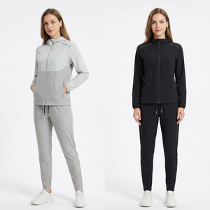 Winter Solid Printed Cotton Fleece Quick Dry 240g Unisex <b>Tracksuit</b> Set Hooded Drawstring Closure Streetwear Jogger Casual Wear - Product Image 2