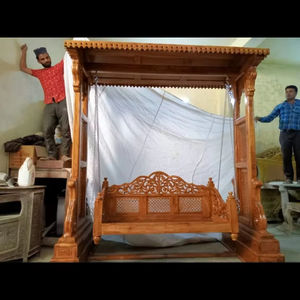 Jhula de Madera de Teca de Lujo para el Hogar, Columpio de Madera Tallada Estilo Maharajá Indio, Columpio Interior de Madera de Teca de la Mejor Calidad - Product Image 2