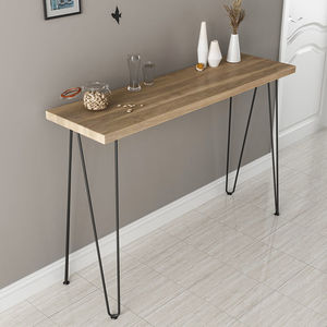 Mesa <span class=keywords><strong>Consola</strong></span> de Madera Rústica Industrial Moderna con Patas de Metal Negro Tipo Hairpin, Mesa <span class=keywords><strong>Estrecha</strong></span> para Entrada, Sala de Estar o Pasillo - Product Image 3