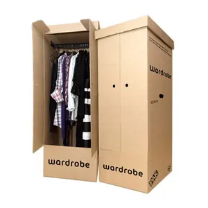 High Quality Strong Custom Printed Corrugated Wardrobe Moving Box for moving and storage of hanging items
