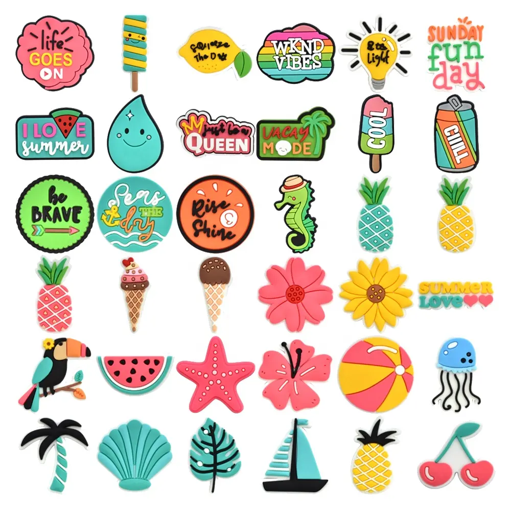 Summer Beach Ice cream Shoe Charms for Charms Accessories Pin Decorations Party Favor Gifts