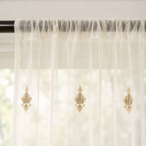 COSENNATUR Tenda Trasparente Ricamata Europea 290cm con <span class=keywords><strong>Orlo</strong></span> Festonato e Motivi Floreali 100% Poliestere Personalizzabile OEM - Product Image 3