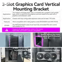JEYI Laptop Fan 3 Slot Vertical Graphics Card Mount Compatible Mid Tower Full Tower Cases Supports RTX 50 RX 90 Series Anti Sag