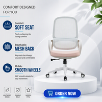 Chaise de bureau ergonomique moderne en tissu et maille rose pour salle de réunion