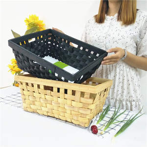 Cesto de Navidad casero ancho plano Holame hogar hecho a mano astillas de madera tejido rectángulo almacenamiento Picnic <span class=keywords><strong>cesta</strong></span> de frutas - Product Image 1