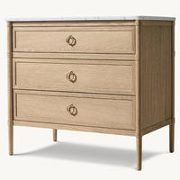 Table de chevet contemporaine de style français à 3 tiroirs, en chêne massif de haute qualité, meuble d'appoint pour chambre à coucher