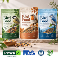 Sacs refermables pour aliments pour oiseaux, pochettes verticales personnalisées imprimées avec fenêtre transparente pour graines, céréales et aliments de première qualité pour oiseaux