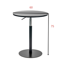 Table de bar moderne minimaliste en bois avec réglage de la hauteur, base en métal noir mat, idéale pour pub, café, maison, îlot de cuisine