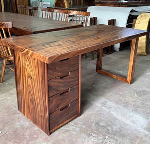 Bureau de travail moderne en bois massif avec tiroirs, table en bois dur naturel fait main, bureau à domicile, mobilier de direction - Product Image 6