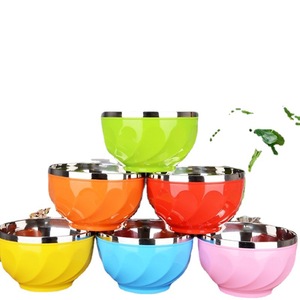 Tazón de Arroz de Acero Inoxidable para el Hogar, Doble Capa de Plástico y Acero, Aislado, Resistente al Calor y a los Golpes, Ideal para el Regreso a Clases - Product Image 1