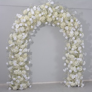 Arco de Flores para Boda, Arco de Rosas de Seda Coloridas, Arco de Flores Frescas y Artificiales, Fondo Decorativo para Boda - Product Image 6