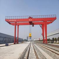 Grue portique conteneurisée sur rail 40t, boîte de vitesses motorisée, hauteur de levage 30m, portée 7,5-40m, voie fixe, fonctionnement fluide, pour manutention ferroviaire