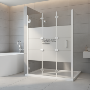 Paroi de douche pliante blanche ESG 39,4 x 55,1 avec cadre, design minimaliste - Product Image 2