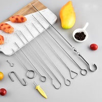 Brochettes réutilisables en acier inoxydable pour barbecue, four, camping et usage extérieur, avec crochets en S, pour maïs et autres aliments