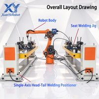 Sel Las MIG Robotik 6-Axis dengan Posisioner Sumbu Tunggal Ganda & Jig Pneumatik Khusus untuk Pengelasan Rangka Kursi Otomatis