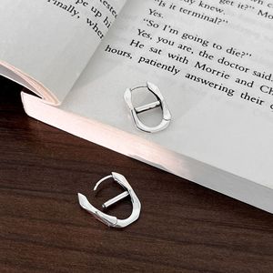 <b>Silver</b> Ruitai Geometric <b>Huggie</b> Earrings 925 <b>Silver</b> Pig Nose Style Minimalist Everyday Wear - Product Image 2
