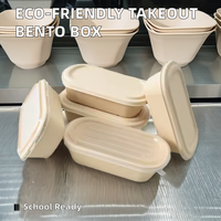 Échantillon Gratuit : Boîte à Déjeuner Bento Jetable en Pulpe de Bagasse de Canne à Sucre, Design Classique, Biodégradable, pour Plats à Emporter
