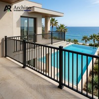 Système de garde-corps de balcon extérieur moderne en aluminium noir minimaliste de qualité supérieure