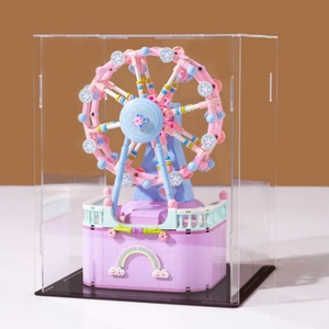 Caja de Música con Diseño de Rueda de la Fortuna, Carrusel 3D y Pabellón de Flores, Regalo para Niñas Pequeñas, Bloques de Construcción Decorativos - Product Image 5