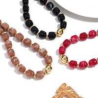 Collar de Moda con Diseño Nuevo, Cuentas Cuadradas Coloridas, Cuentas Redondas Geométricas Doradas CCB, Gargantilla para Mujer