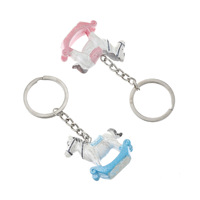 Porte-clés en résine pour cadeau de retour de baptême ou de fête prénatale, cheval à bascule, porte-clés mignon, cadeau de baptême, porte-clés