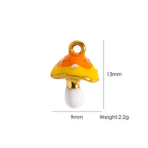 Breloques personnalisées en forme de champignon en acier inoxydable 316L plaqué or 14k 18k avec émail pour la fabrication de colliers, bracelets et bijoux - Product Image 5